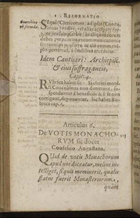 Articulus 6. De Votis Monachorum sic docet