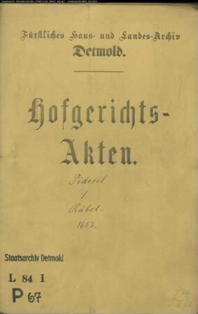 Piderit, Christoph gegen Drost Johann Leopold Rübel - Schuldforderung