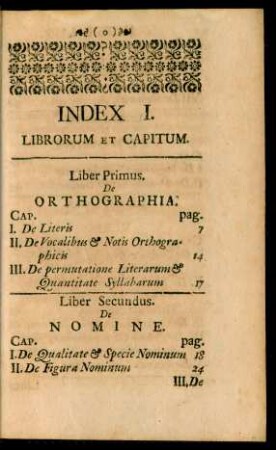 Index I. Librorum Et Capitum.