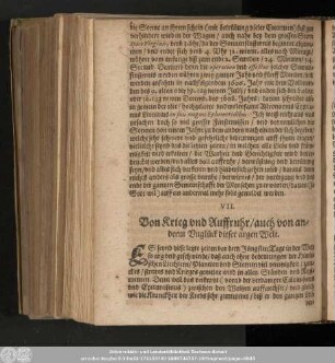 VII. Von Krieg und Auffruhr/ auch von anderm Unglück dieser argen Welt.