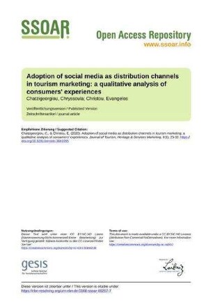 Adoption of social media as distribution channels in tourism marketing: a qualitative analysis of consumers' experiences