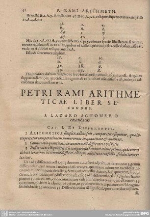 Petri Rami Arithmeticae Liber Secundus De Aequatione: Ab Eodem Schonero emendatus.