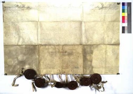 Johann Ludwig, Wildgraf zu Dhaun und Kyrburg, Rheingraf zum Stein, Graf zu Salm, Herr zu Fünstingen und Büttlingen, Generalmajor und Schenk Heinrich Kasimir zu Limpurg beurkunden die Heiratsabrede zwischen letzterem und des genannten Rheingrafen Tochter Eleonore Sophia Dorothea, Heiratsgut und Widerlegung je 4000 Gulden, Morgengabe 1000 Gulden, Erhöhung auf Obersontheim