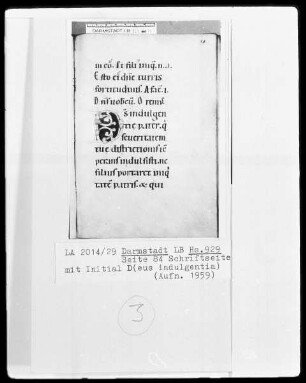 Rituale monasticum — Initiale D (eus indulgentia), Folio 84recto
