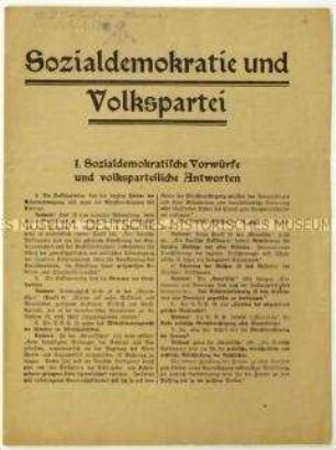 Flugschrift der Deutschen Volkspartei gegen die SPD und Aufruf zur Reichstagswahl 1920