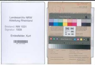 Entnazifizierung Kurt Endesfelder , geb. 19.03.1891 (Polizeimeister)