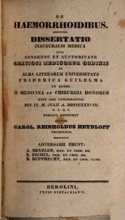 De haemorrhoidibus
