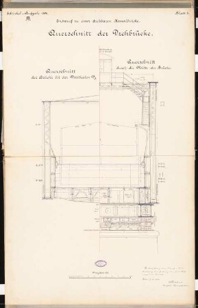 Drehbare Kanalbrücke Schinkelwettbewerb 1894: Querschnitte 1:25