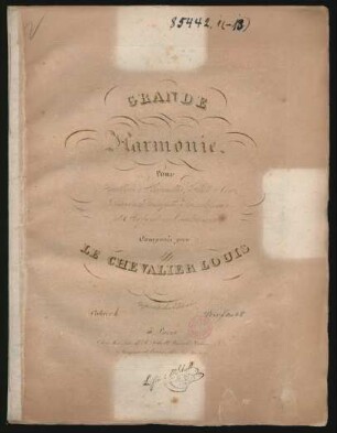 Cahier 1: Grande Harmonie : Pour 2 Hautbois, 2 Clarinettes, Flûte, 2 Cors, 2 Bassons, Trompette, Trombonnes, et Serpent ou Contrebasse