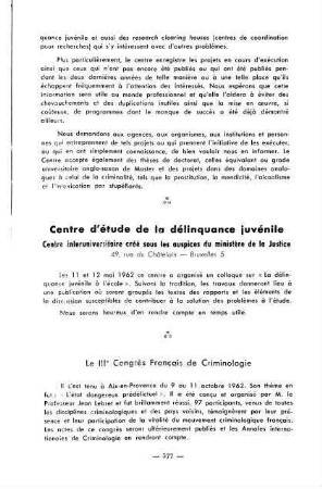 577, Centre d'études de la délinquance juvénile
