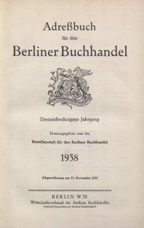 63.1938: Adressbuch für den Berliner Buchhandel