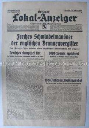 Tageszeitung "Berliner Lokal-Anzeiger" u.a. über englische Kriegspropaganda