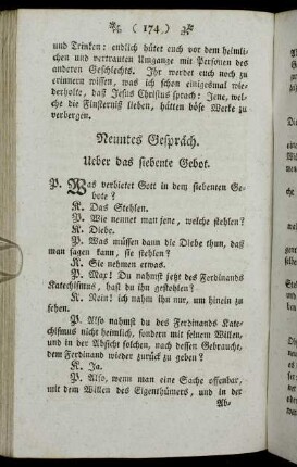 Neuntes Gespräch. Ueber das siebente Gebot.