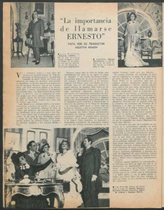 "La importancia de llamarse Ernesto" : Vista por su traductor Agustín Remón