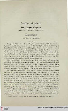 Fünfter Abschnitt : Vom Uro-genital-System (Harn- und Geschlechtsorgane)