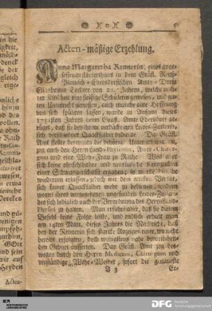 Acten-mäßige Erzehlung.