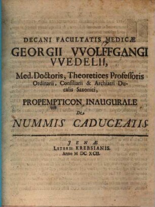 Propempt. inaug. de nummis caduceatis