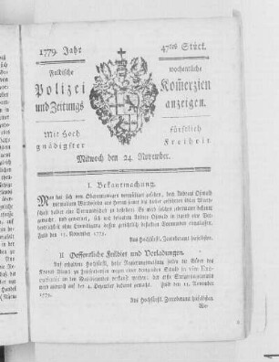 47tes Stück., Ausgabe vom 24. November 1779