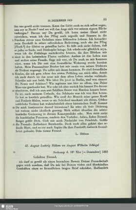 August Ludwig Hülsen an August Wilhelm von Schlegel, Seekamp, 18.12.1803
