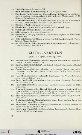 Metallarbeiten (Nr. 250-320)