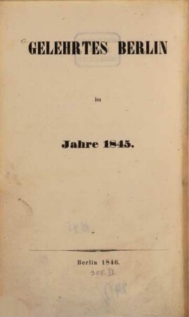 Gelehrtes Berlin : im Jahre .... 1845 (1846)