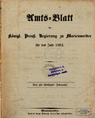Amtsblatt für den Regierungsbezirk Marienwerder. 53. 1863