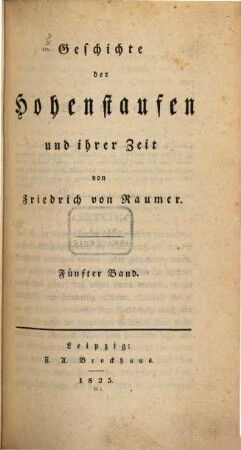 Geschichte der Hohenstaufen und ihrer Zeit, 5