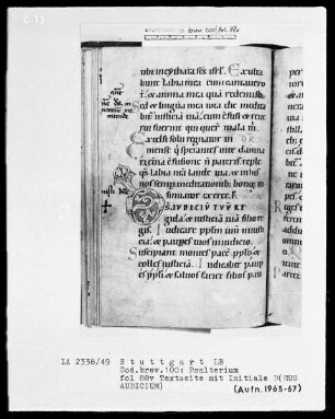 Kalendar - Psalterium - Hymnar (Benediktinerhandschrift) — Initiale D(eus audicium), Folio 88verso