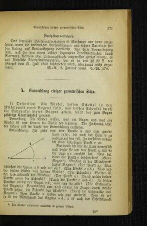 Entwickelung einiger geometrischen Sätze