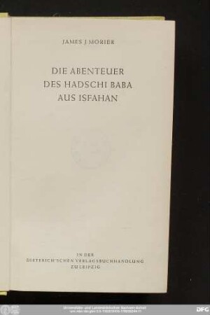 Die Abenteuer des Hadschi Baba aus Isfahan