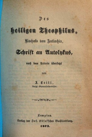 Des Philosophen Hermias Verspottung der heidnischen Philosophen