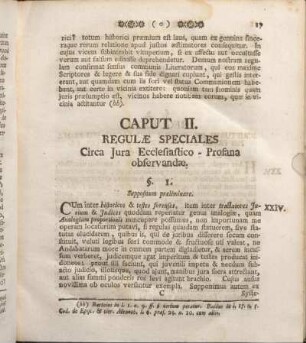 Caput II. Regulae Speciales Circa Jura Ecclesiastico - Profana observandae.