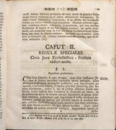 Caput II. Regulae Speciales Circa Jura Ecclesiastico - Profana observandae.