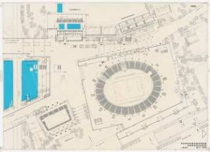 Wettbewerb für die 20. Olympischen Spiele 1972, München-Oberwiesenfeld: Fußgängerebene EG, 1:500