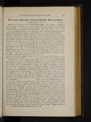 Die erste deutsche entomologische Monographie.