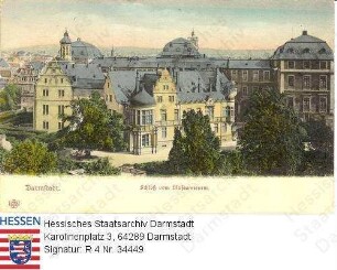 Darmstadt, Blick auf das Schloss vom Museumsturm aus