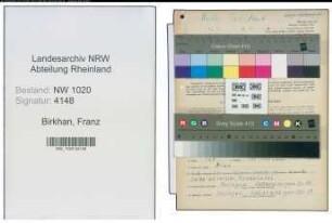 Entnazifizierung Franz Birkhan , geb. 25.05.1905 (Kaufmann)