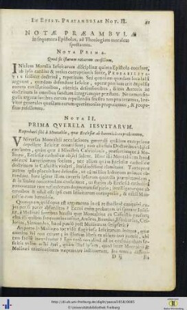 Notae praeambulae in sequentes Epistolas, ad Theologiam moralem spectantes.