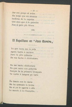 El napolitano en " Juan Moreira"