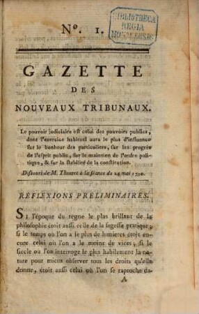 Gazette des nouveaux tribunaux, 1. 1791, 1. Jan. - 1. Juli