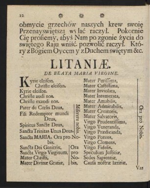 Litaniae. De Beata Maria Vergine.