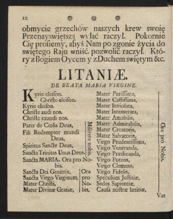 Litaniae. De Beata Maria Vergine.