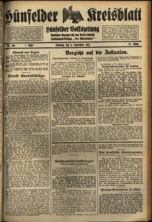 Erste Ausgabe vom Samstag, den 05. September 1931.