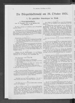 Die Bürgerschaftswahl am 26. Oktober 1924.