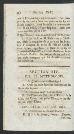 Section XIV. Sur la mythologie.