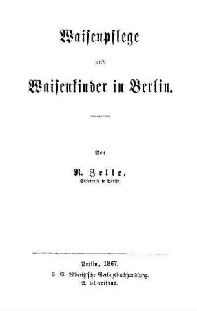 Waisenpflege und Waisenkinder in Berlin