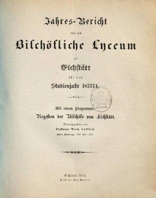 Regesten der Bischöfe von Eichstätt. 2, Von 1229 - 1297