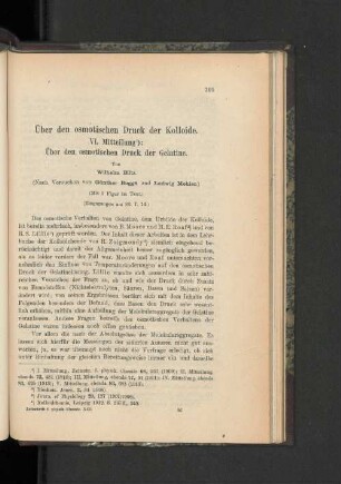 Über den osmotischen Druck der Kolloide. VI. Mitteilung: Über den osmotischen Druck der Gelatine.