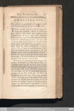 Chapitre VII. Des passions en particulier, & premiérement de l'admiration & de ses mauvais effets.