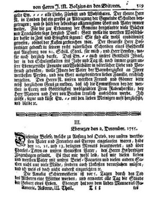 III. Ebenezer den 2. December 1755